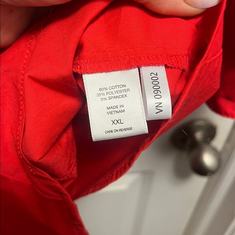 New York & Company Red Button Down Shirt - Picture 6 of 7